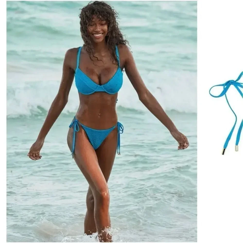 ✨Monday Swimwear Palma Sz Large Blue Bottom - Ride the Wave Crochet✨